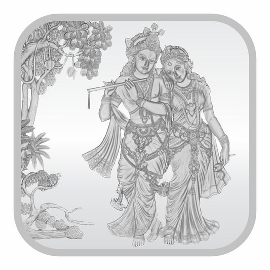 Sikkawala BIS Hallmarked Radha Krishna 999 Silver Coin 50 gm- SKSRK-50