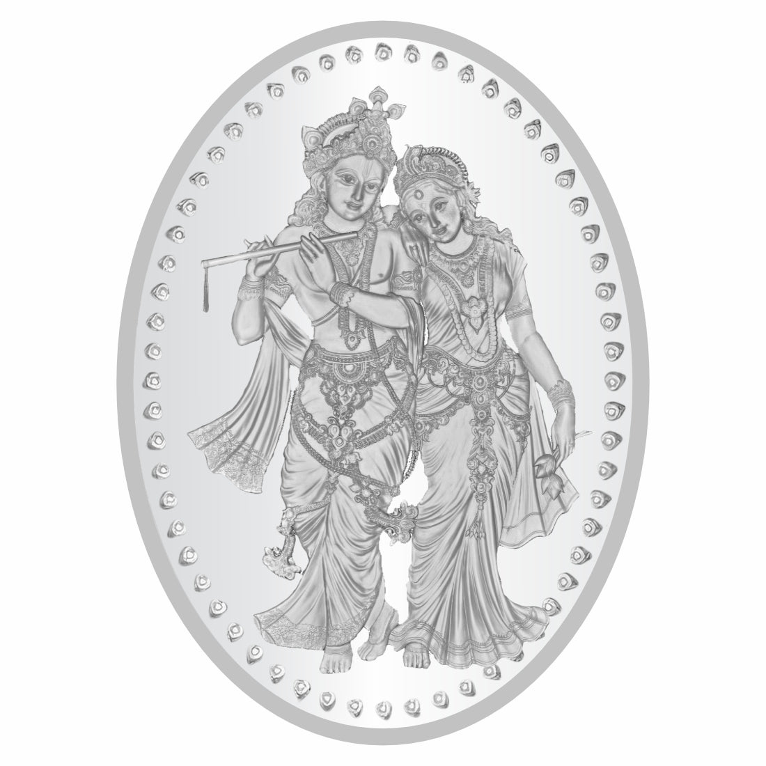 Sikkawala BIS Hallmarked Radha Krishna 999 Silver Coin 100 gm- SKORK-100