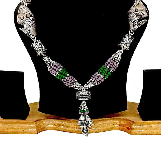 Sikkawala 925 Sterling Silver Oxidised Silver Antique Picks Necklace For Women 3000285-1