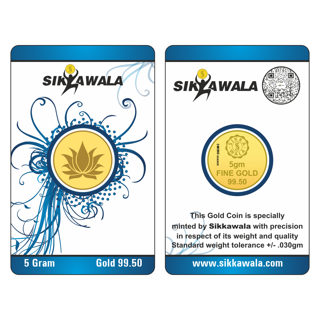 Sikkawala Lotus  24 kt 99.5 Gold Coin 5 gm-SK5GCR