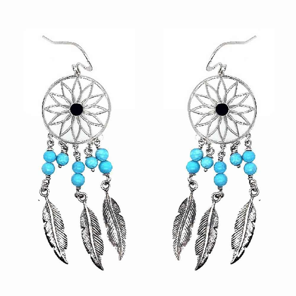 Sikkawala 925 Sterling Silver Oxidised Silver Round Dreamcatchers For Girls 3000224-1