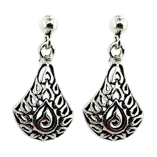 Sikkawala 925 Sterling Silver Oxidised Silver Bell Drop Earring For Women 3000273-1
