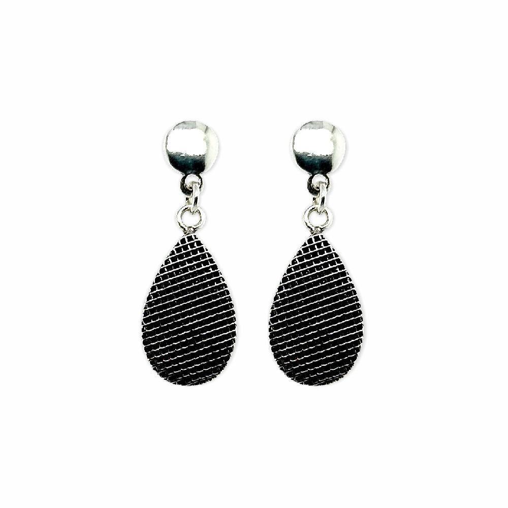 Sikkawala 925 Sterling Silver Oxidised Silver Teardrop Drop Earring For Women 3000276-1