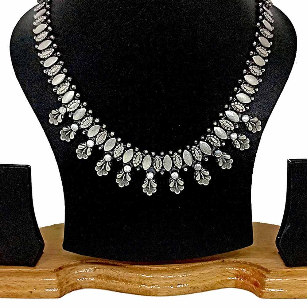 Sikkawala 925 Sterling Silver Rose Gold Plated Silver Tribal Trims Necklace For Women 3000296-1