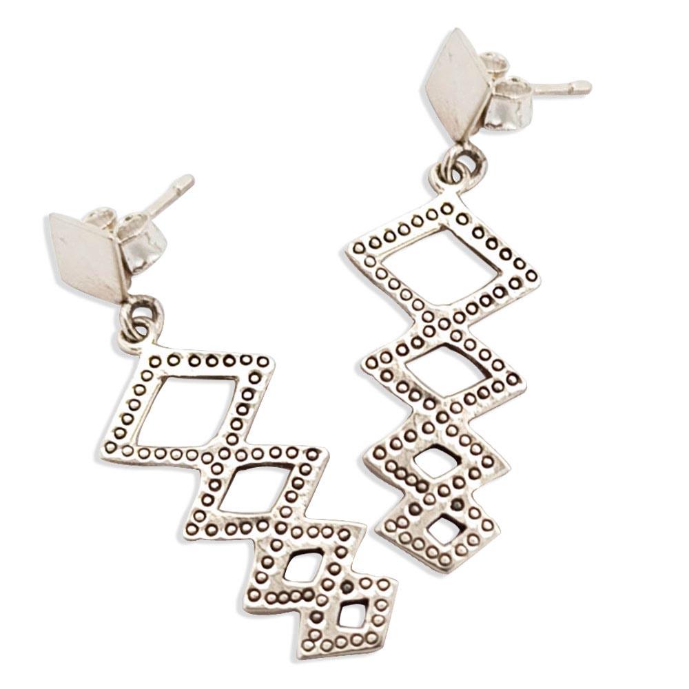 Sikkawala 925 Sterling Silver Oxidised Silver Abstract Dangle Earring For Women 3000307-1