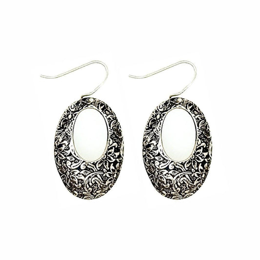 Sikkawala 925 Sterling Silver Oxidised Silver Oval Drops & Danglers For Women 3000330-1