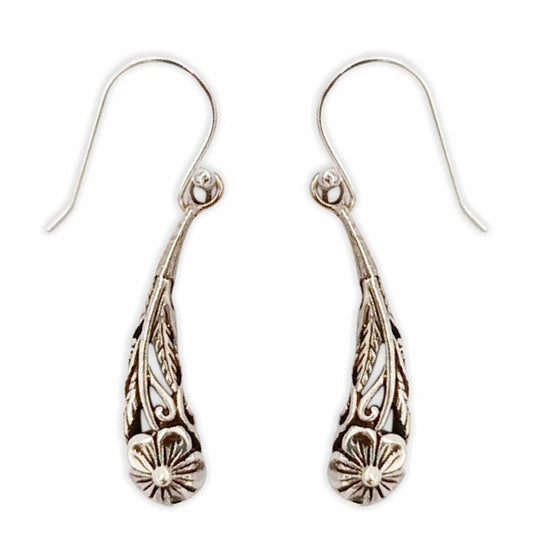 Sikkawala 925 Sterling Silver Oxidised Silver Leaf Dangle Earring For Women 3000362-1