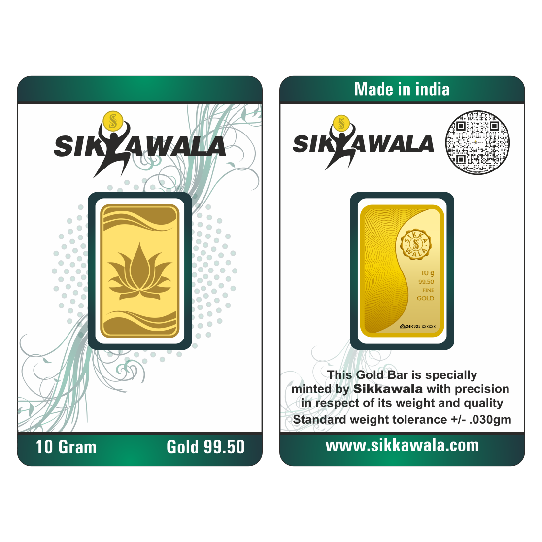 Sikkawala Lotus 24 kt 99.5 Gold Coin 10 gm-SK10GB