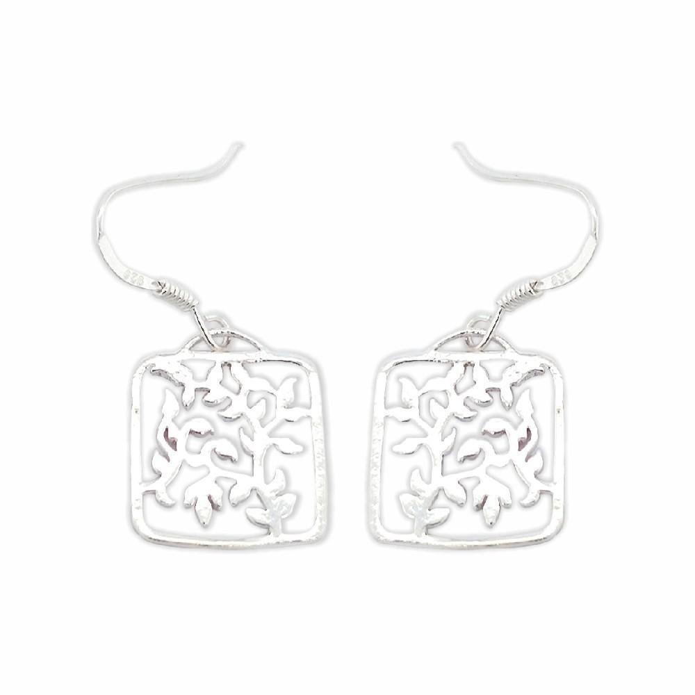 Sikkawala 925 Sterling Silver Oxidised Silver Floral Dangle Earring For Women 3000370-1