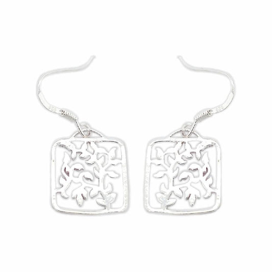 Sikkawala 925 Sterling Silver Oxidised Silver Floral Dangle Earring For Women 3000370-1