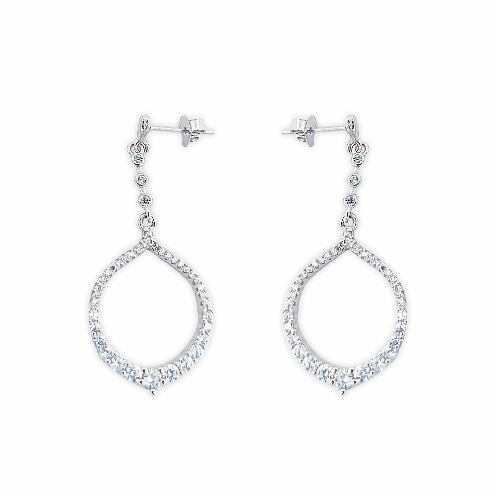Sikkawala 925 Sterling Silver White Silver Teardrop Dangler Hoop For Women 3000004-1