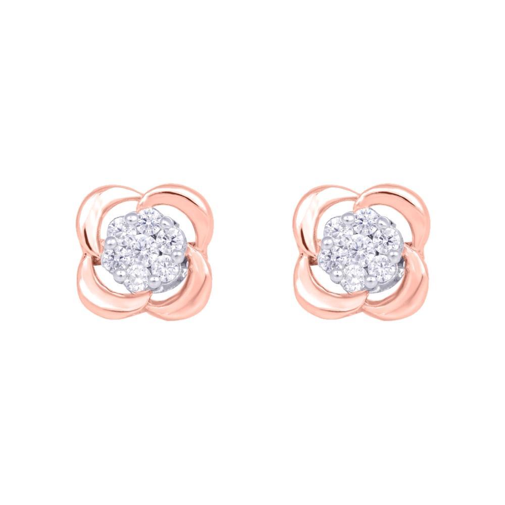 Sikkawala 925 Sterling Silver Rose Gold Plated Silver Floral Basic Stud For Girls 3000449-1