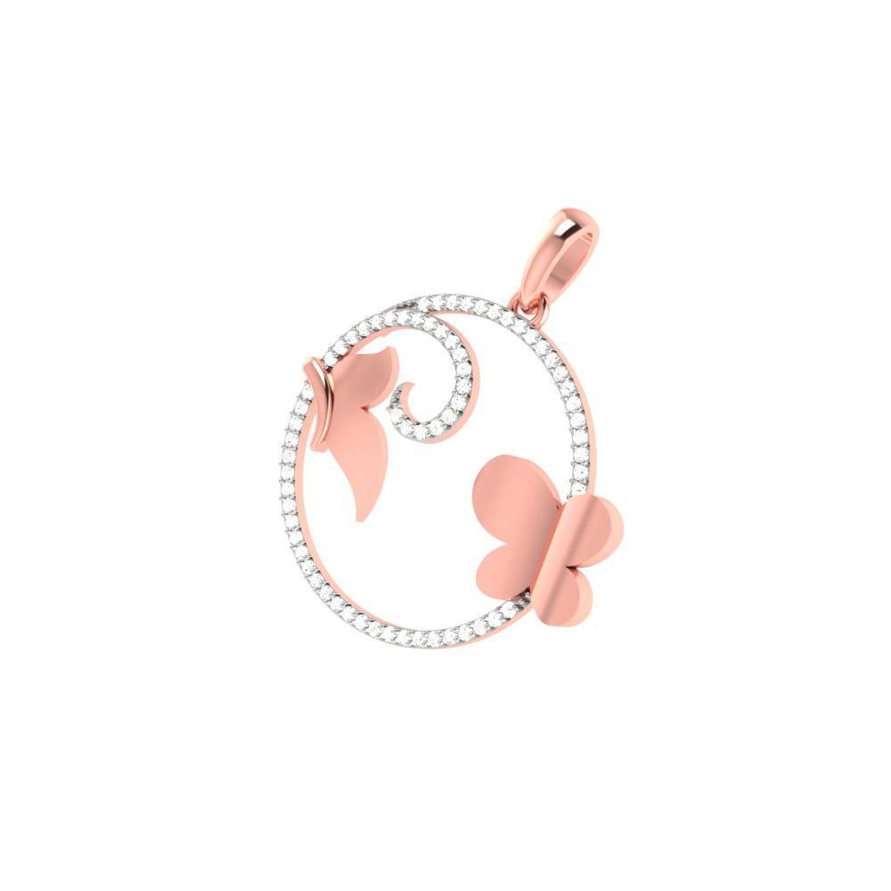 Sikkawala 925 Sterling Silver Rose Gold Plated Silver Butterfly Design Locket For Girls 3000469-1