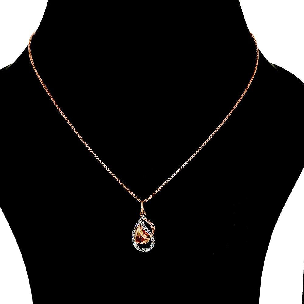 Sikkawala 925 Sterling Silver Rose Gold Plated Silver Paisley/Mango Design Locket For Girls 3000471-1