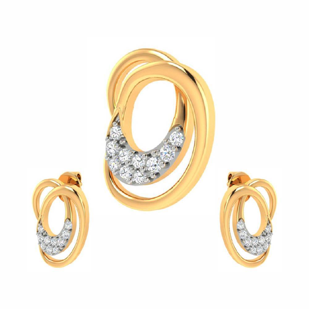 Sikkawala 925 Sterling Silver Gold Plated Silver Heart Design Pendant Set For Girls 3000498-1
