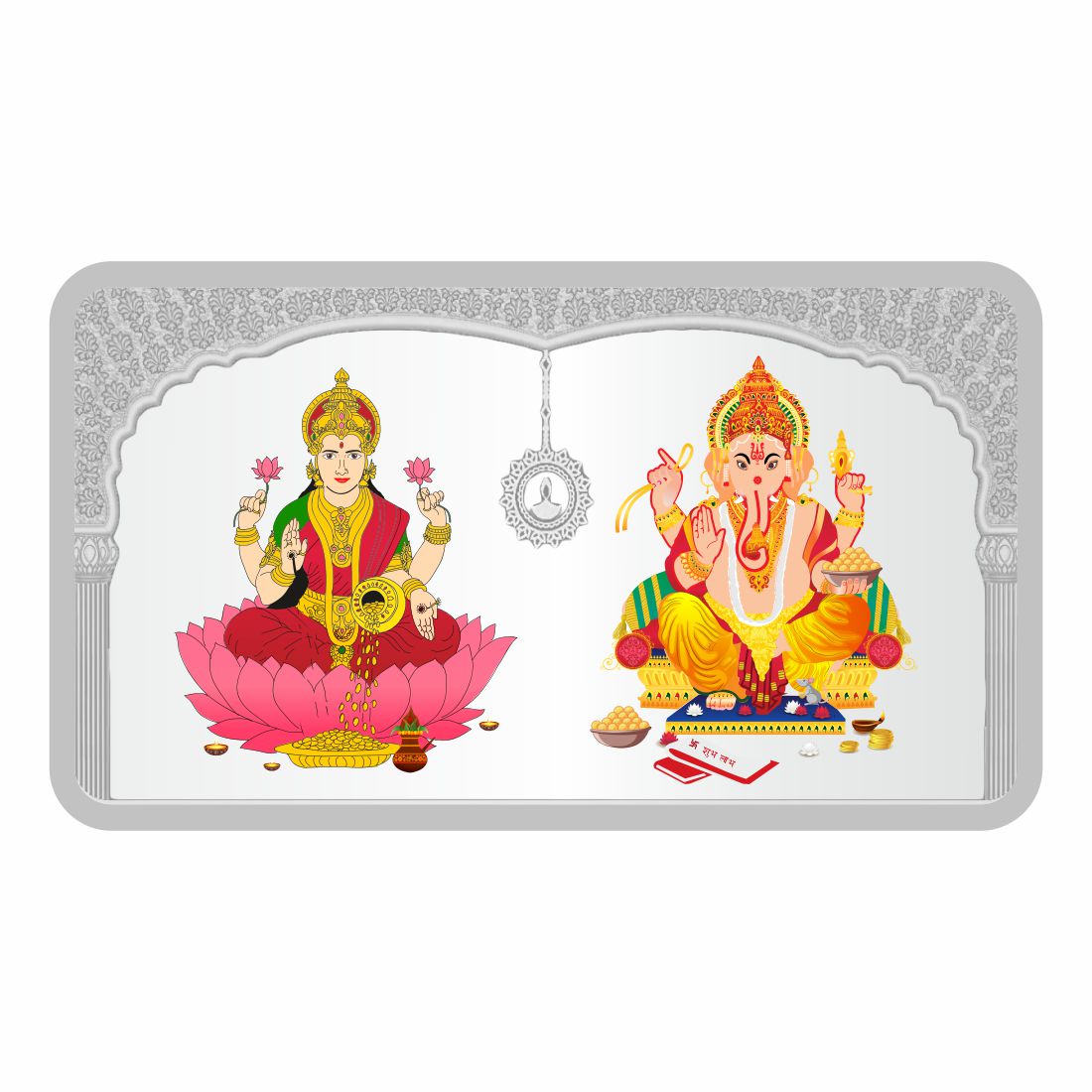 Sikkawala BIS Hallmarked Laxmi Ganesh Color 999 Silver Coin 50 gm - SKNBLGC-50