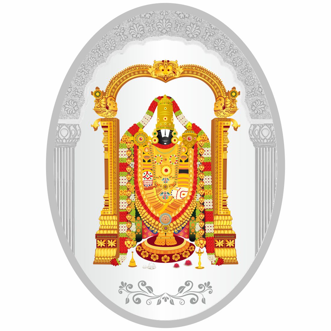 Sikkawala BIS Hallmarked Tirupati balaji Color 999 Silver Coin 50 gm - SKOCTBCC-50