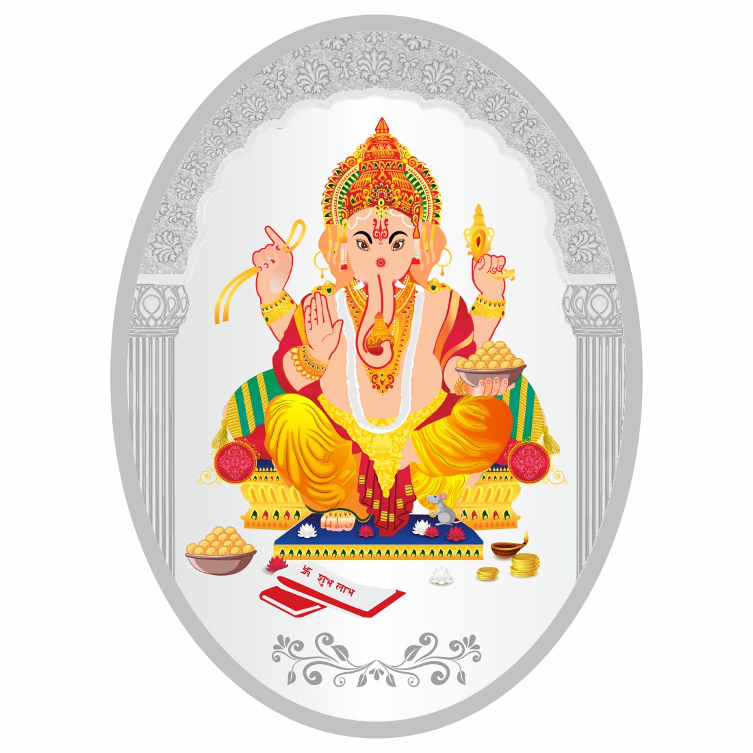 Sikkawala BIS Hallmarked Ganesh Color 999 Silver Coin 50 gm - SKOCGACC-50