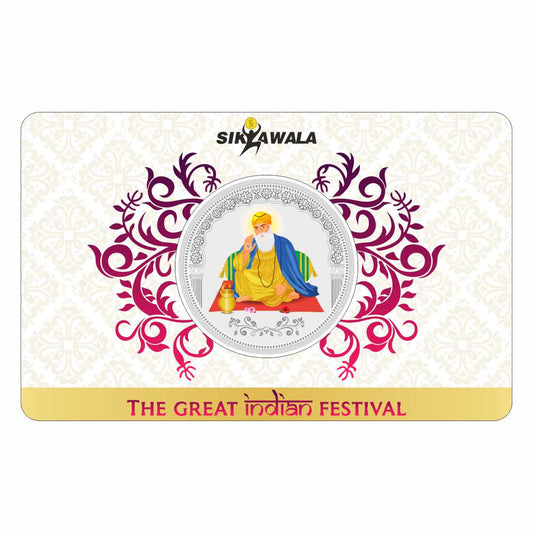 Sikkawala BIS Hallmarked Guru Nanak Ji Color 999 Silver Coin 20 gm - SKRCGNCC-20