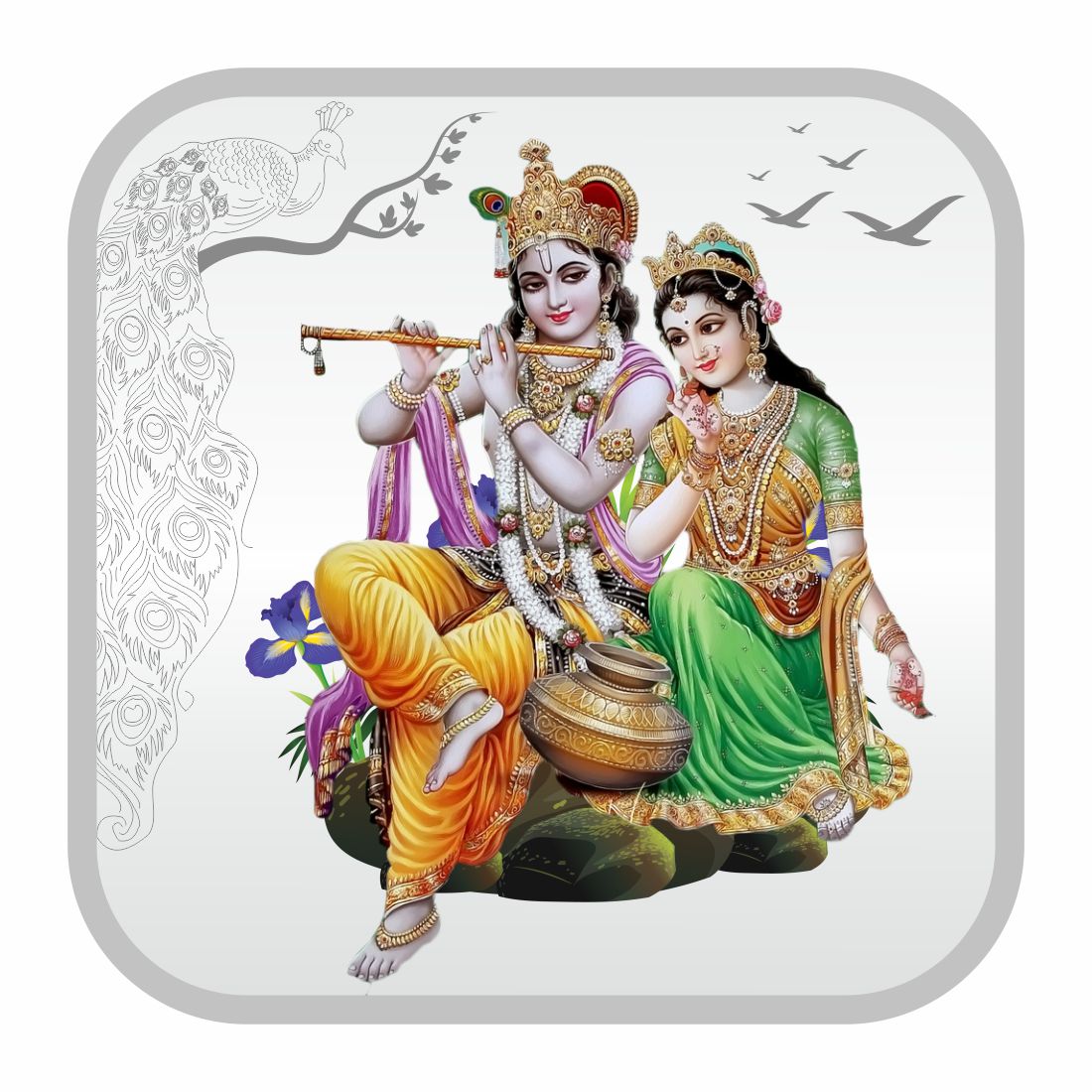 Sikkawala BIS Hallmarked Radha Krishna Peacock Color 999 Silver Coin 50 gm - SKSCRKPCC-50