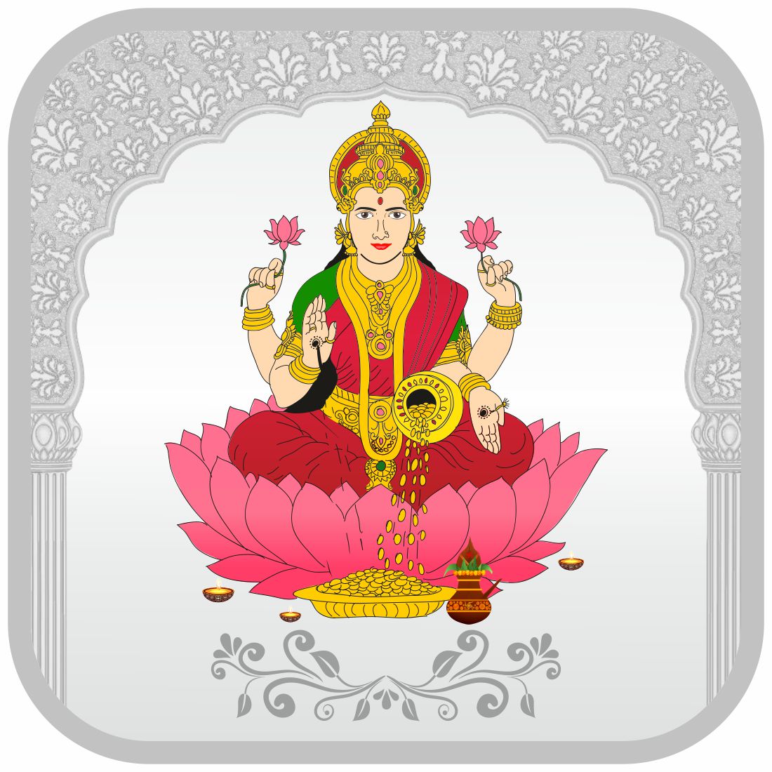 Sikkawala BIS Hallmarked Laxmi ji Color 999 Silver Coin 10 gm - SKSLXCC-10