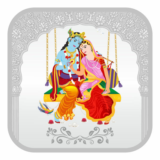 Sikkawala BIS Hallmarked Radha Krishna Color 999 Silver Coin 50 gm - SKSCRKCC-50