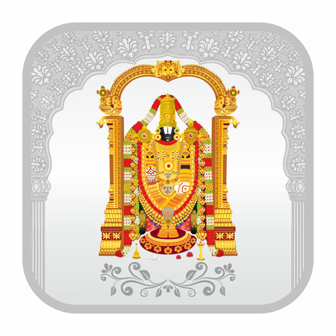 Sikkawala BIS Hallmarked Tirupati balaji Color 999 Silver Coin 50 gm - SKSCTBCC-50
