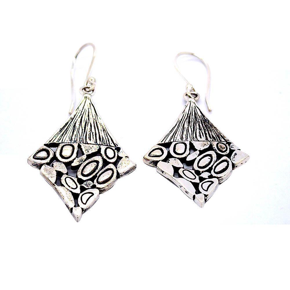 Sikkawala 925 Sterling Silver Oxidised Black Silver Diamond Dangle Earring For Girls 3000632-1