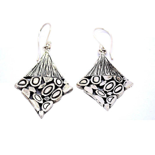 Sikkawala 925 Sterling Silver Oxidised Black Silver Diamond Dangle Earring For Girls 3000632-1
