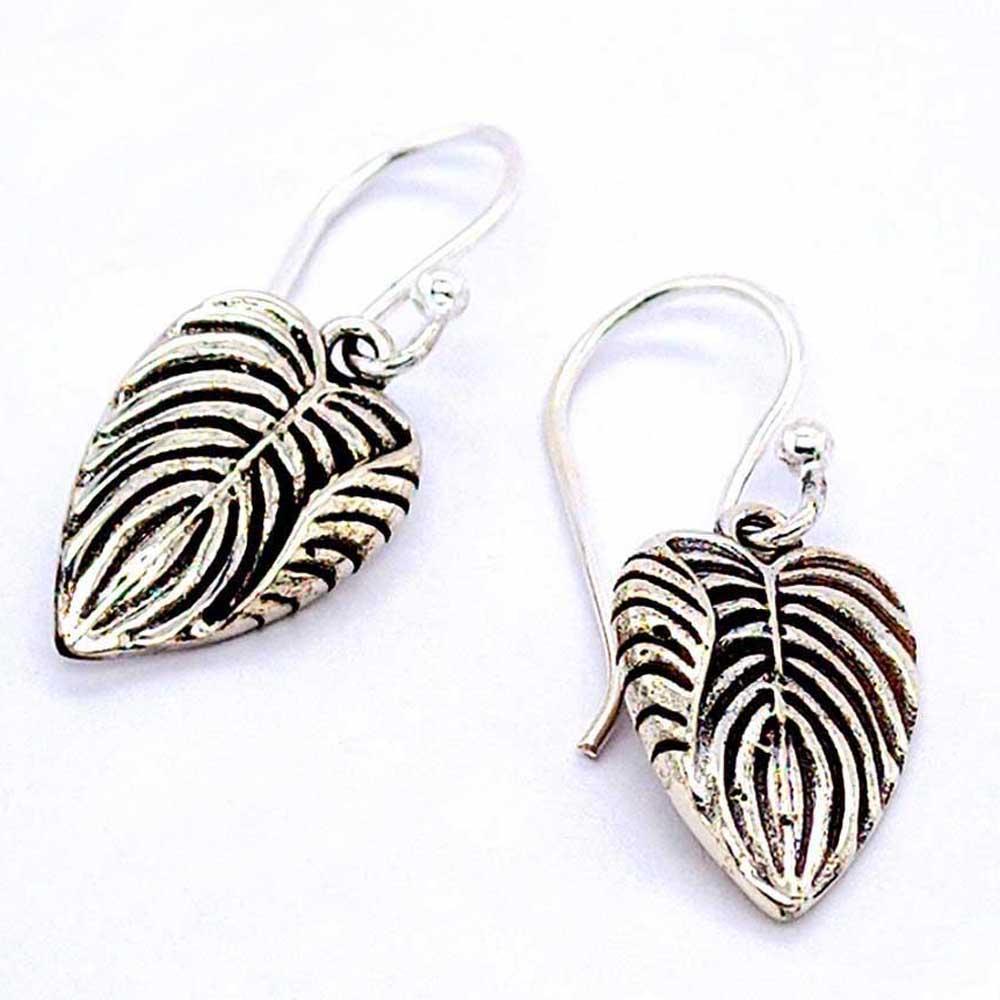 Sikkawala 925 Sterling Silver Oxidised Black Silver Leaf Drop Earring For Girls 3000658-2