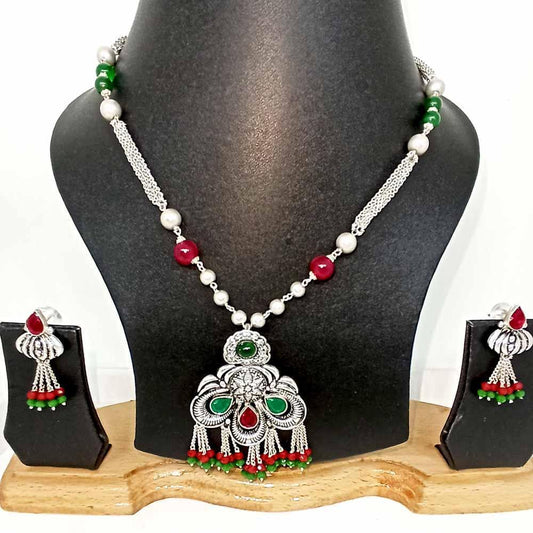 Sikkawala 925 Sterling Silver Oxidised Black Silver Handcrafted Necklace For Women 3000672-1