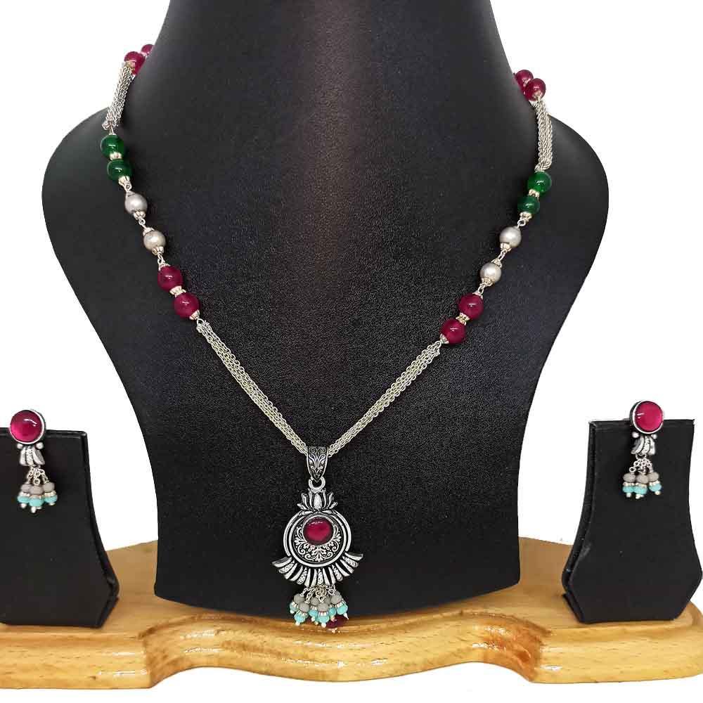 Sikkawala 925 Sterling Silver Oxidised Black Silver Handcrafted Necklace For Women 3000676-1