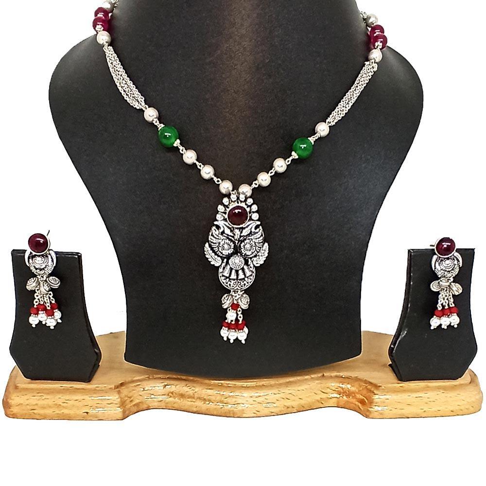 Sikkawala 925 Sterling Silver Oxidised Black Silver Handcrafted Necklace For Women 3000677-1
