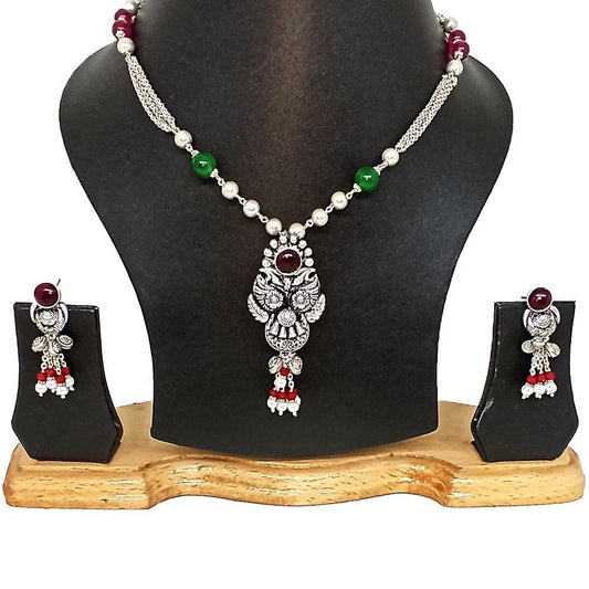 Sikkawala 925 Sterling Silver Oxidised Black Silver Handcrafted Necklace For Women 3000677-1