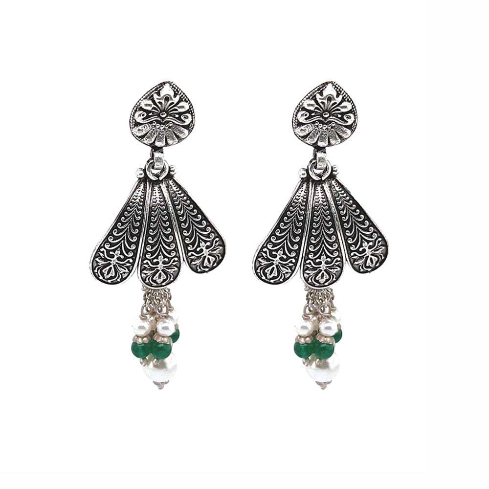 Sikkawala 925 Sterling Silver Oxidised Black Silver Leaf Dangle Earring For Women 3000689-1
