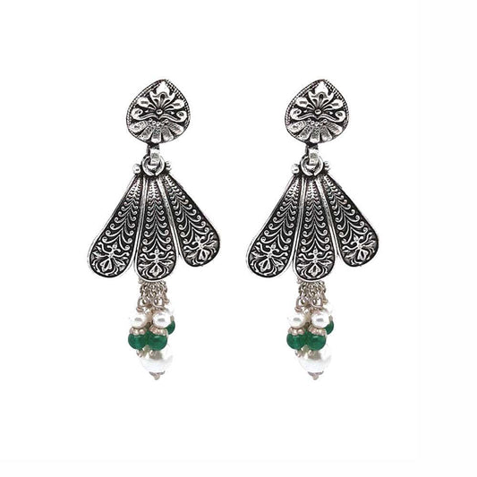 Sikkawala 925 Sterling Silver Oxidised Black Silver Leaf Dangle Earring For Women 3000689-1