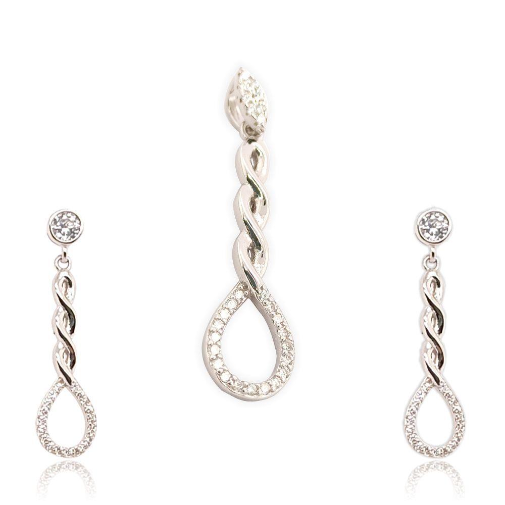 Sikkawala 925 Sterling Silver White Silver Round Design Pendant Set For Women 3000007-1