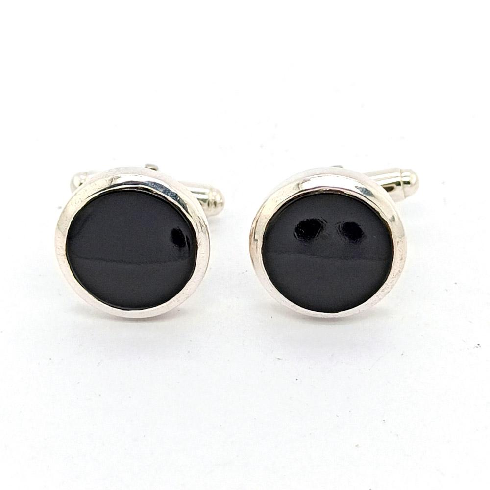 Sikkawala 925 Sterling Silver White Silver Round Cufflinks for Men 3000802-1