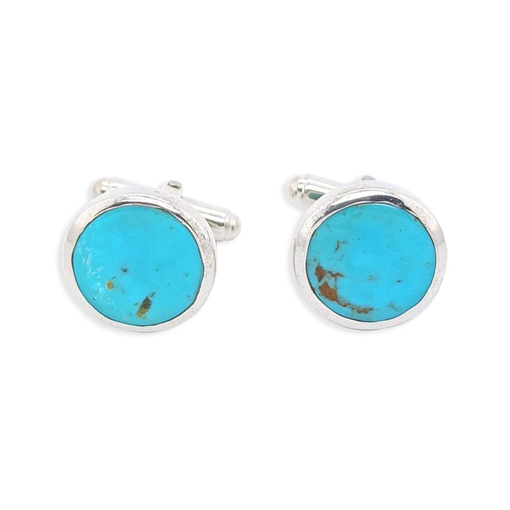 Sikkawala 925 Sterling Silver White Silver Round Cufflinks for Men 3000803-1