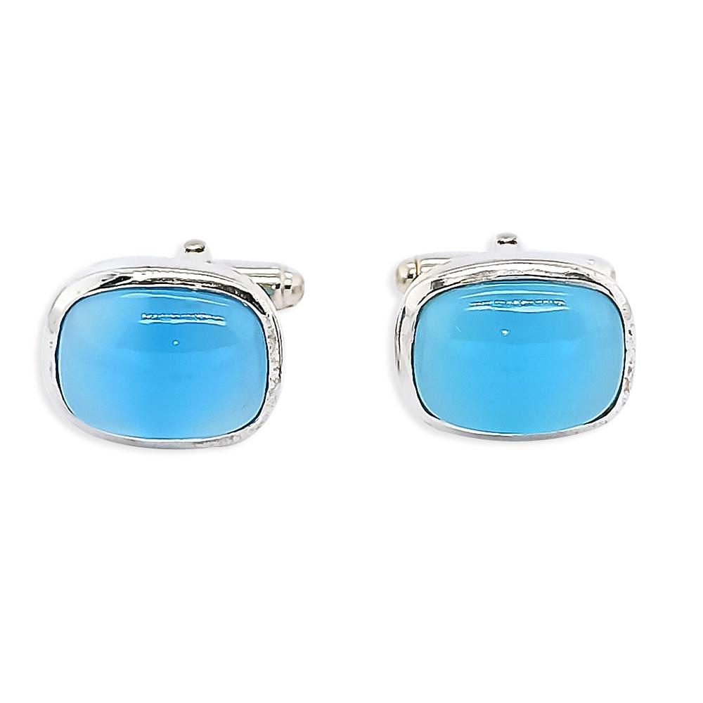 Sikkawala White Silver Rectagle Cufflinks for Men 3000812