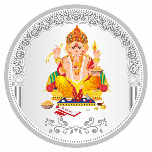 Sikkawala BIS Hallmarked Ganesh Color 999 Silver Coin 50 gm - SKRCGACP-50