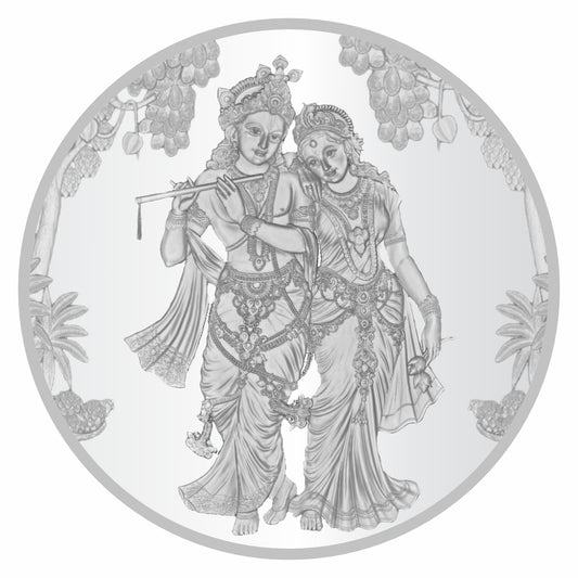 Sikkawala BIS Hallmarked Radha Krishna 999 Silver Coin 50 gm- SKRRK-50