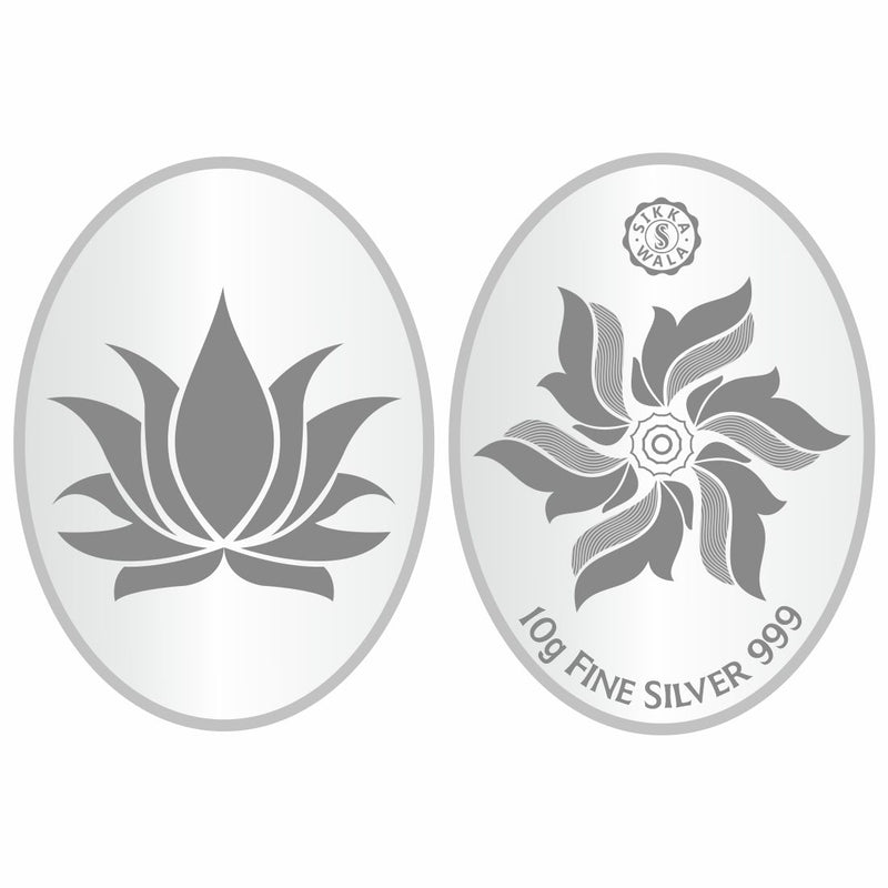Sikkawala BIS Hallmarked Lotus 999 Silver Coin 10 gm - SKOLPCC-10