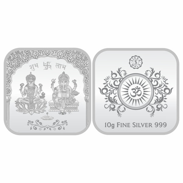 Sikkawala BIS Hallmarked Laxmi Ganesh 999 Silver Coin 10 gm- SKSLG-10