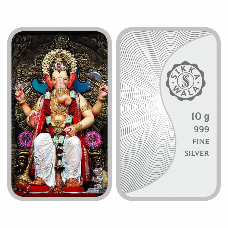 Sikkawala BIS Hallmarked Ganpati Lal Bagh ka Raja 999 Silver Coin 10 gm - SKBCLBR-10