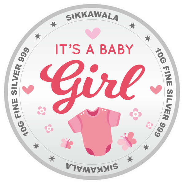 Sikkawala BIS Hallmarked  Baby Girl 999 Silver Coin 10 gm - SKNBGCP-10