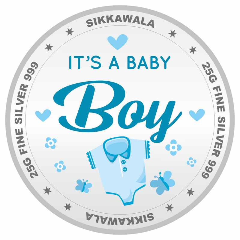 Sikkawala BIS Hallmarked  Baby Boy  999 Silver Coin 25 gm - SKNBBCP-25