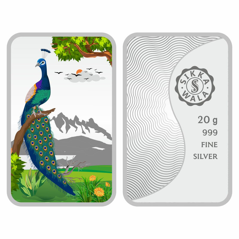 Sikkawala BIS Hallmarked Peacock Color 999 Silver Coin 20 gm - SKBCP-20