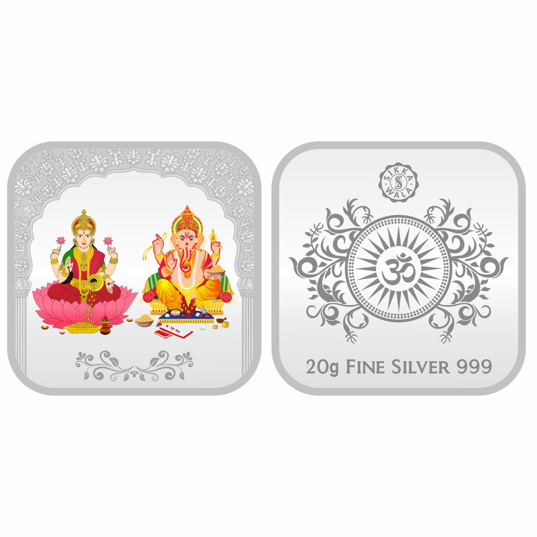 Sikkawala BIS Hallmarked Laxmi Ganesh Color 999 Silver Coin 20 gm - SKSCLGCC-20