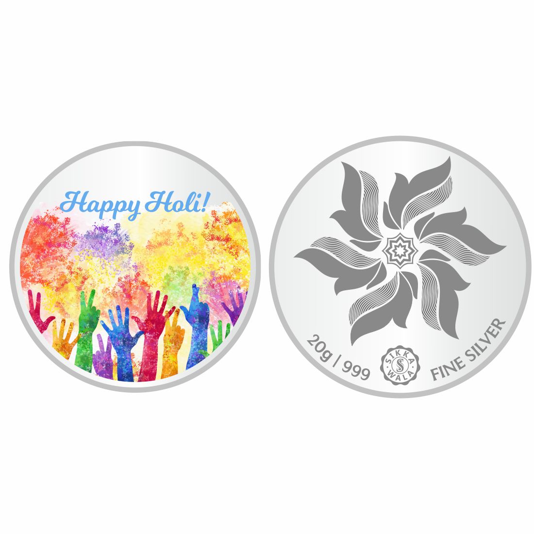 Sikkawala BIS Hallmarked Holi Color 999 Silver Coin 20 gm - SKRCHLCP-20